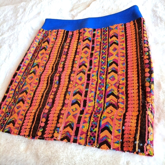 Urban Outfitters I. Image Festive Neon Sequined Skirt Small - Picture 4 of 9